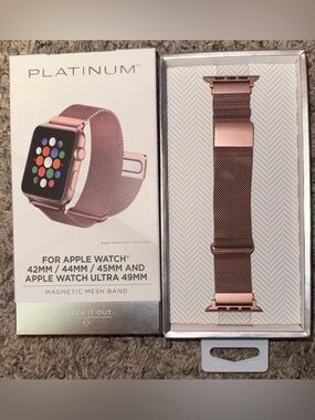 Platinum Rose Gold Magnetic Mesh Band for Apple Watch